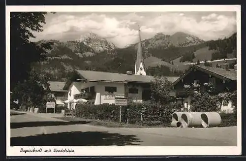 AK Bayrischzell, Ortsschild und Wendelstein