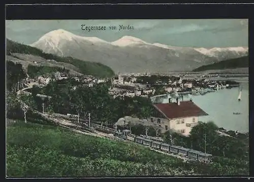 AK Tegernsee, Panoramablick von Norden, Dampflock