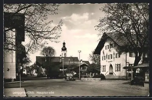 AK Lenggries /Obb., Hauptstrasse und Sparkasse