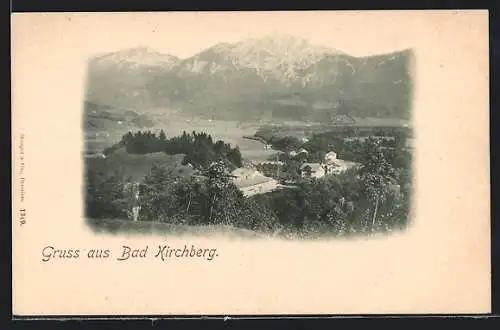 AK Bad Kirchberg, Teilansicht mit grüner Umgebung und Bergen