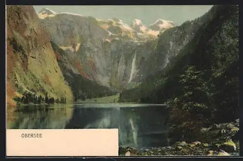 AK Schönau / Berchtesgaden, Obersee mit Berglandschaft