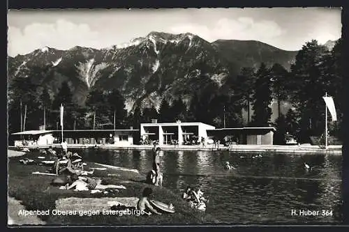 AK Oberau / Ettal, Alpenbad und Estergebirge