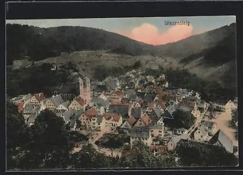 AK Wiesensteig, Ortsansicht aus der Vogelschau