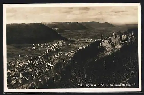 AK Geislingen a. d. St., Ansicht mit Burgruine Helfenstein