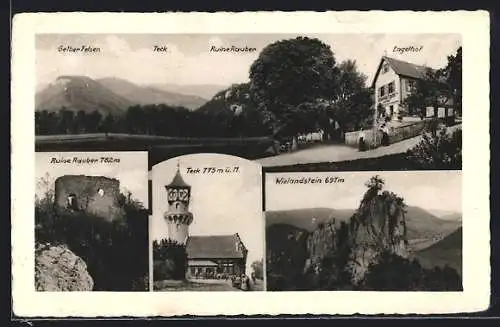 AK Lenningen, Gasthaus zum Engelhof, Ruine Rauber, Teck