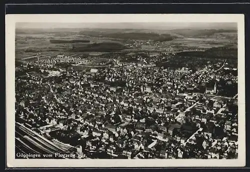 AK Göppingen, Stadtansicht vom Flugzeug aus