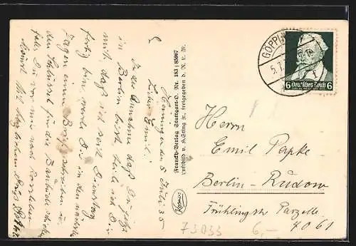 AK Göppingen, Stadtansicht vom Flugzeug aus