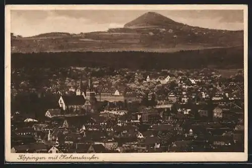 AK Göppingen, Stadtansicht mit Hohenstaufen