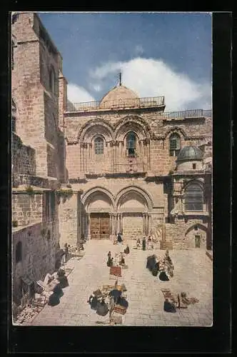 AK Jerusalem, Kirche des heiligen Grabes mit Händlerinnen