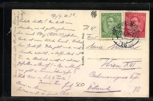 AK Ptuj ob Dravi, Ortsansicht am Fluss