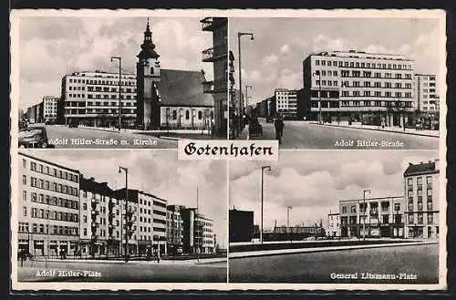 AK Gotenhafen, Platz mit Kirche