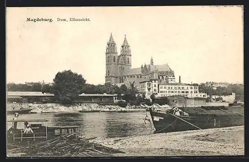 AK Magdeburg, Dom mit Elbe