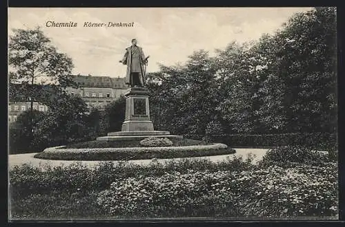 AK Chemnitz, Körner-Denkmal im Park