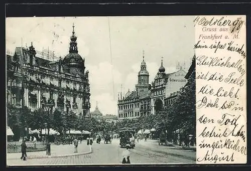 AK Frankfurt a. M., Strassenbahn am Rossmarkt