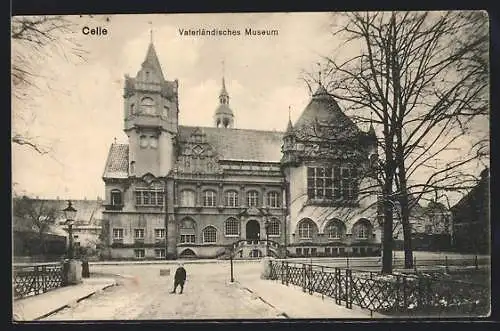 AK Celle, Vaterländisches Museum mit Strassenpartie