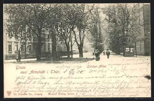 AK Arnstadt /Thür., Strassenpartie in der Linden-Allee