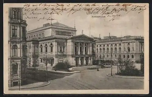 AK Leipzig, Strassenpartie mit Konzerthaus