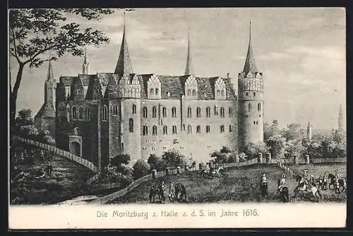 Künstler-AK Halle a. d. S., Die Moritzburg im Jahre 1616