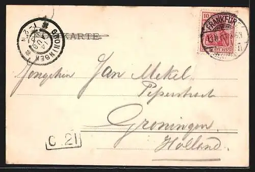 AK Frankfurt a. M., Teilansicht mit Kirche