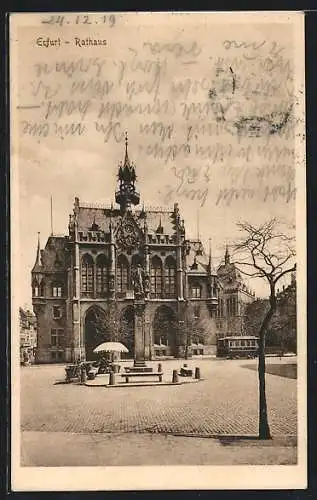 AK Erfurt, Rathaus mit Denkmal