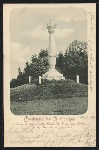 AK Altenbergen / Thür., Candelaber auf Hügel