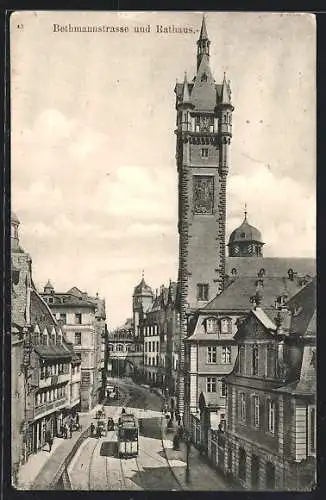 AK Frankfurt /Main, Bethmannstrasse und Rathaus, Strassenbahn