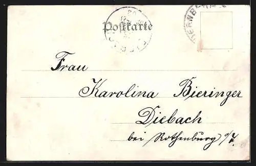 Passepartout-Lithographie Nürnberg, Der Henkersteg im Laubblatt