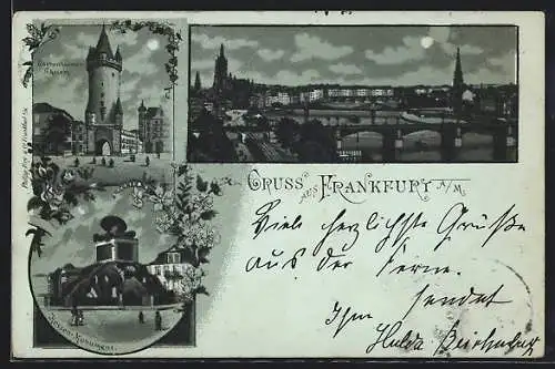 Mondschein-Lithographie Frankfurt a. M., Der Eschenheimer Thurm, Das Hessen-Monument