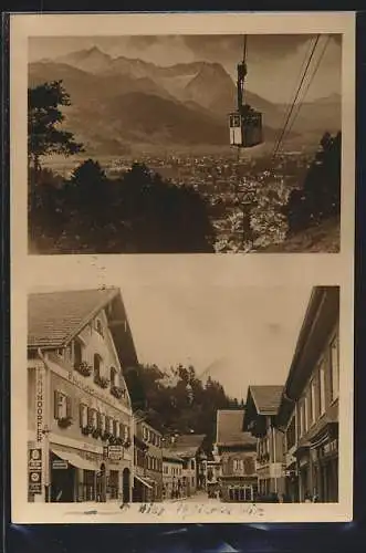 AK Partenkirchen, Gasthof und Café-Restaurant Fraundorfer, Ludwigstr. 24, Seilbahn