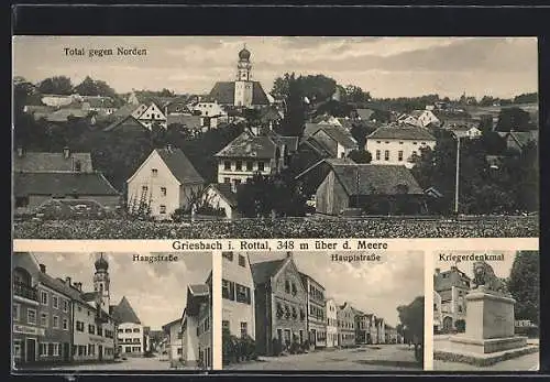 AK Griesbach i. Rottal, Haagstrasse, Hauptstrasse, Kriegerdenkmal