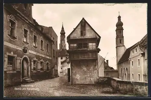 AK Straubing, Partie am Spitalberg mit Kirche