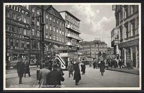 AK Berlin, Hotel Braunschweiger Hof, Linkstrasse Ecke Potsdamer Strasse, Strassenbahn