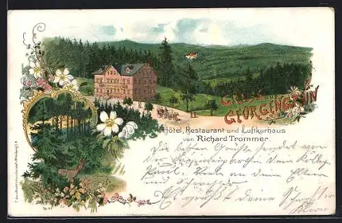 Lithographie Georgengrün, Hotel & Restaurant von Richard Trommer