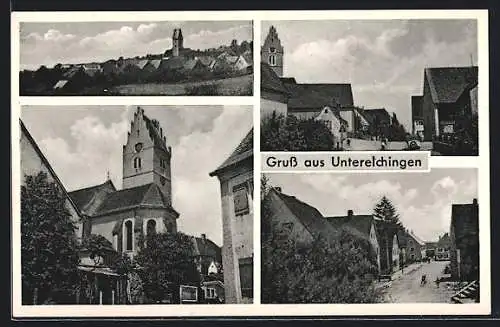 AK Unterelchingen, Strassenpartie, Ortsansicht, Blick zur Kirche