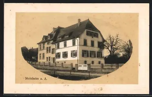 AK Steinheim a. A., Strassenpartie mit Gebäudeansicht