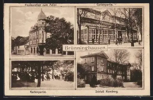 AK Brünninghausen, Restauration zum Adler mit Gartenansicht, Inh. P. Pieper, Schloss Romberg