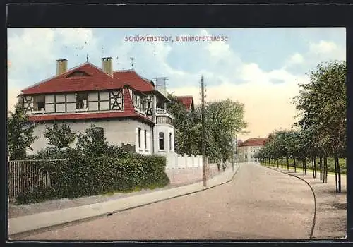 AK Schöppenstedt, Partie in der Bahnhofstrasse