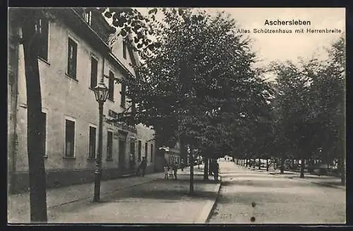 AK Aschersleben, Gasthof Altes Schützenhaus mit Strasse Herrenbreite