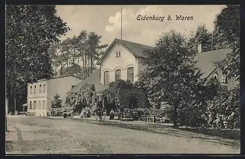 AK Eldenburg b. Waren, Strassenpartie mit Cafe