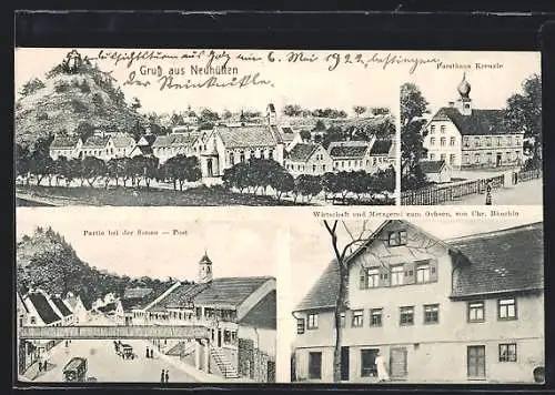 AK Neuhütten / Württ., Gasthaus zum Ochsen C. Bäuchle, Forsthaus Kreuzle, Partie bei der Sonne-Post