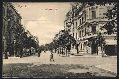 AK Berlin-Spandau, Partie in der Adamstrasse, Kreuzung