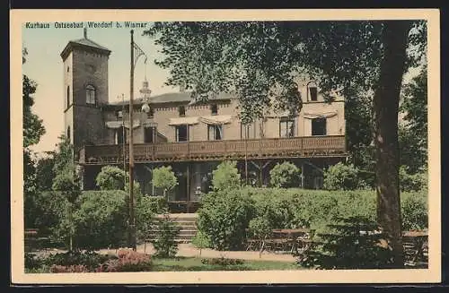 AK Wismar, Hotel Kurhaus Wendorf, mit Garten und Terrassentreppe