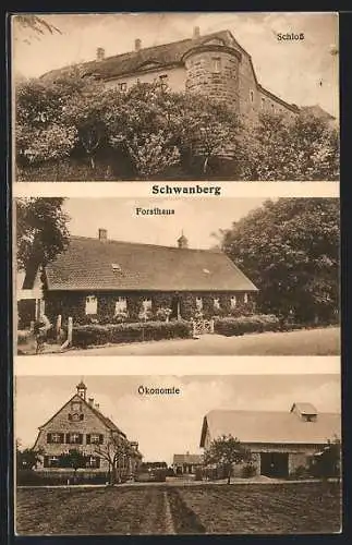 AK Rödelsee, Schloss Schwanberg, Forsthaus, Ökonomie