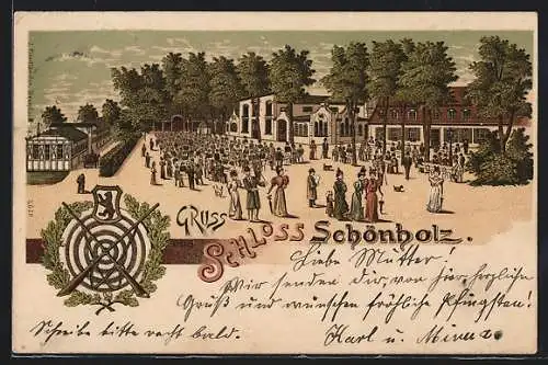 Lithographie Pankow /Berlin, Gasthaus am Schloss Schönholz