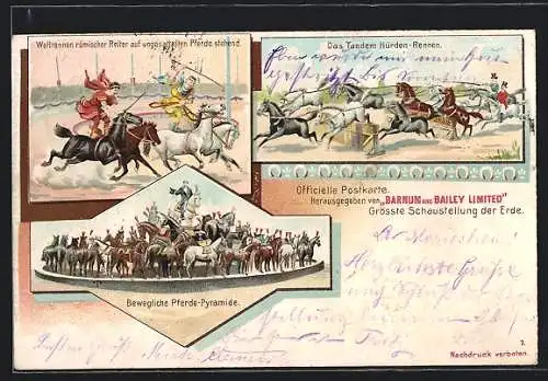 Lithographie Barnum and Bailey Limited, Zirkus, Bewegliche Pferde-Pyramide