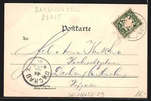 Künstler-AK Edward Theodore Compton: Wendelstein-Berghütte mit Wanderer