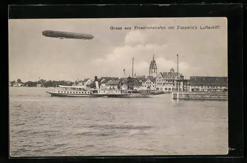 AK Friedrichshafen, Zeppelins Luftschiff und Dampfer Helvetia