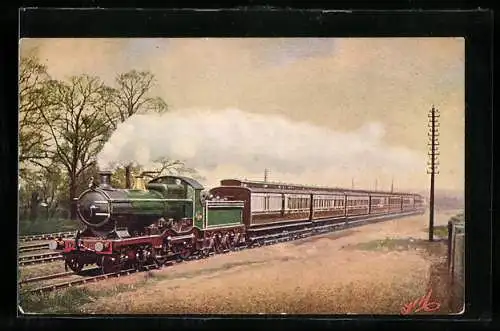 Künstler-AK G.W. Railway down Cornishman near Acton, englische Eisenbahn