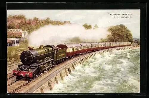 Künstler-AK GWR The Cornish Riviera Express near Teignmouth