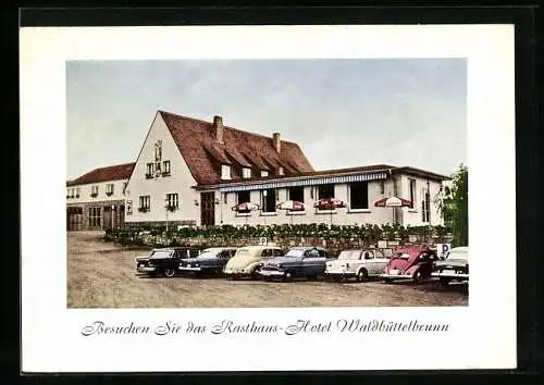 AK Waldbüttelbrunn, Automobile vor dem Rasthaus-Hotel